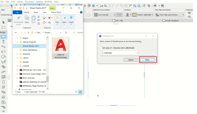 Cara membuka file dwg di archicad