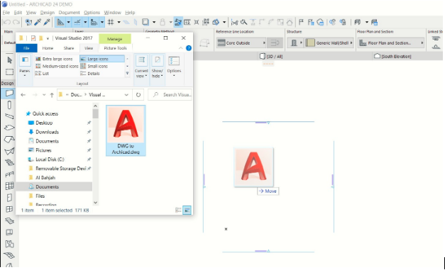 Cara membuka file dwg di archicad