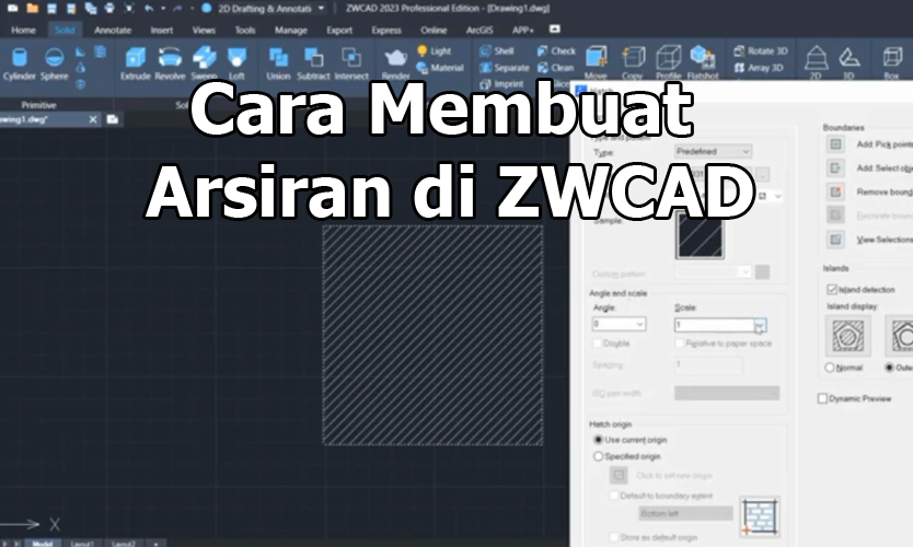 cara membuat arsiran di zwcad