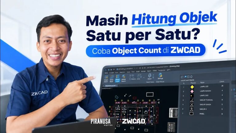 Object Count ZWCAD, thumbnail video tutorial cara menghitung objek sekaligus di ZWCAD oleh channel Piranusa
